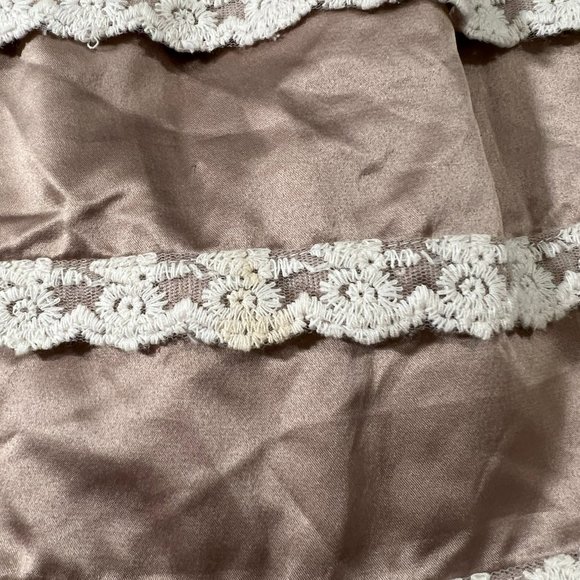 Wendy Bellissimo Tan Cream Satin Lace Tiered Long Sleeve Dress - Picture 6 of 6